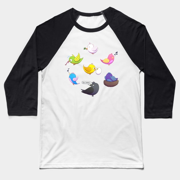 Birdy birds Baseball T-Shirt by Kudden